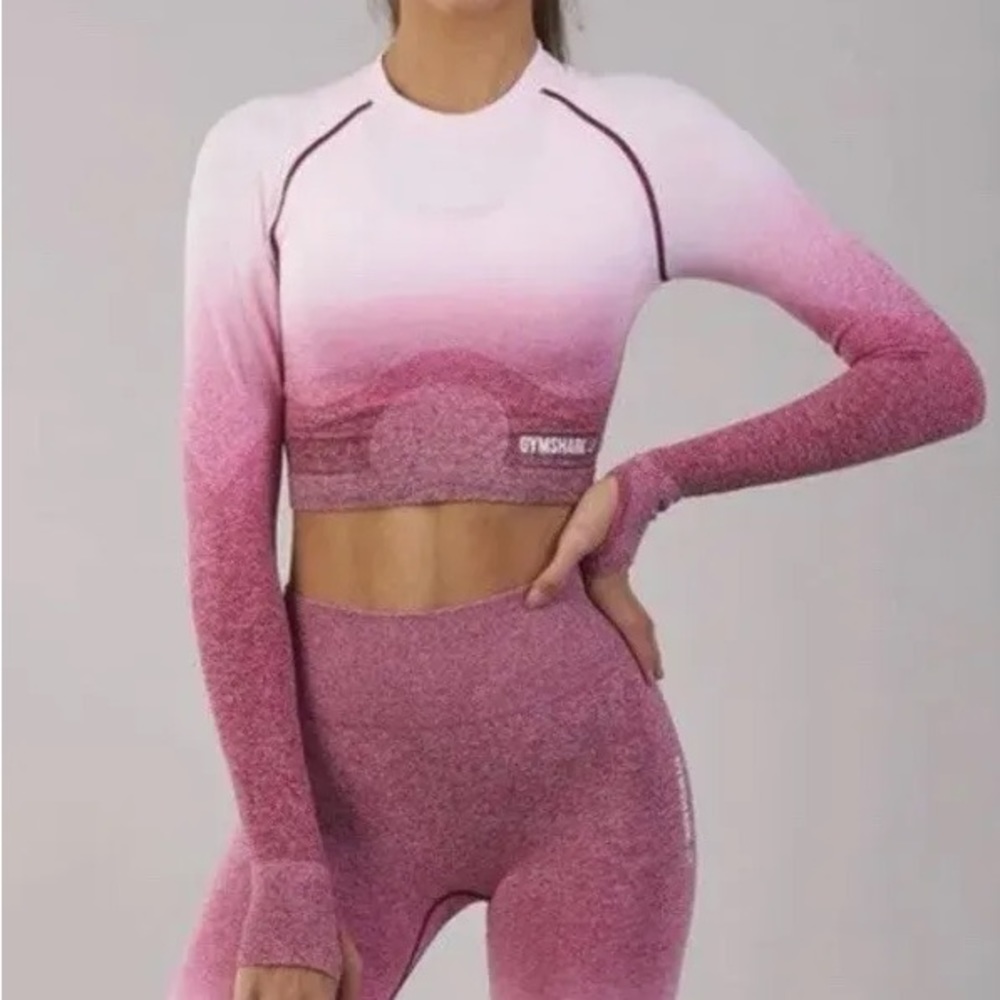 NWOT Gymshark Ombré Seamless Crop Top - Chalk Pink